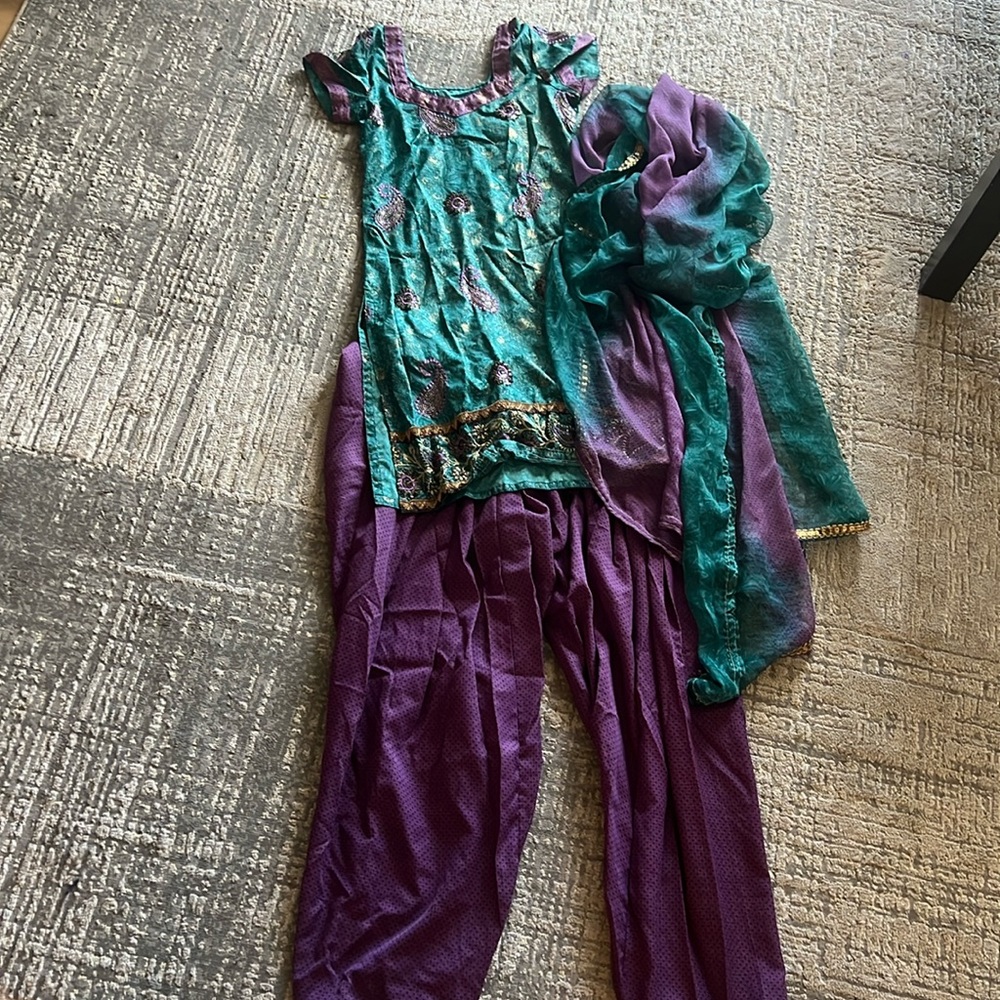 teal and purple salwar kurta